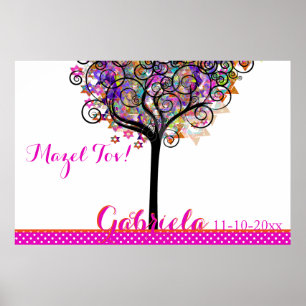 PixDezines Mitzvah Tree of Life Sign In Board Poster