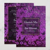 PixDezines Mod/Bat Mitzvah/David/Paarse Kaart (Voorkant / Achterkant)