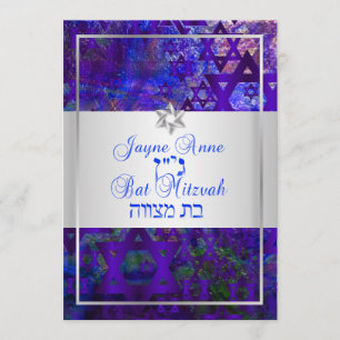 PixDezines mod sterren/Bar Mitzvah/paars/zilver Kaart
