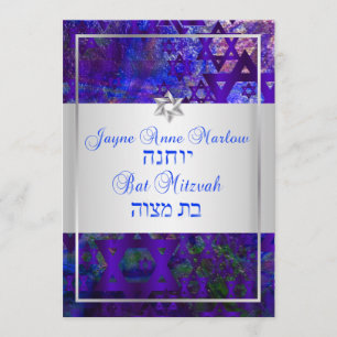 PixDezines mod sterren/Bar Mitzvah/violet/zilver Kaart