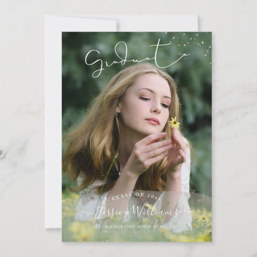 PixDezines Modern Calligraphy Lettertype Afstudere Kaart (Achterkant)