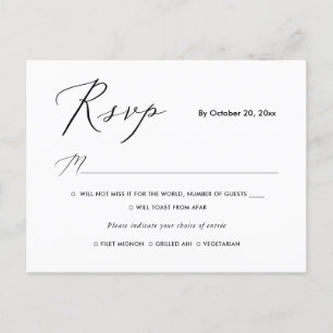 PixDezines Modern Elegant Calligrafie RSVP w Meal Uitnodiging Briefkaart