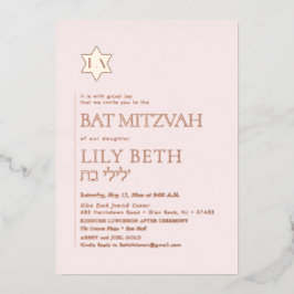 PixDezines Modern Minimalist Ba Mitzvah Folie Uitnodiging