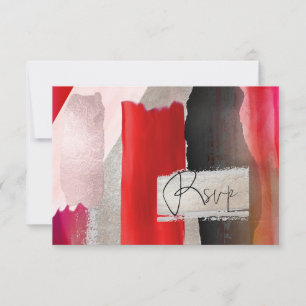 PixDezines Modern Watercolor Rood Zwart RSVP Kaartje