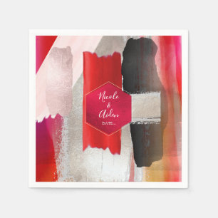 PixDezines Modern Waterverf Rood zwart Servet