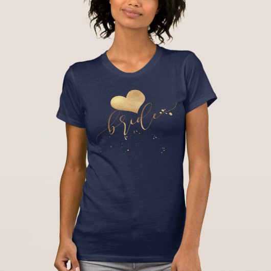 PixDezines Moderne Bruid/Faux Goud Script T-shirt (Voorkant)