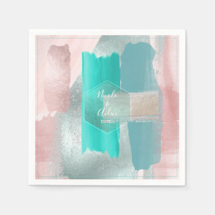 PixDezines Moderne Kunst, Roze+Groene Huwelijk Servet