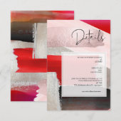 PixDezines Moderne Waterverf Rood - Gegevens RSVP Kaartje (Voorkant / Achterkant)