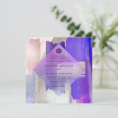 PixDezines Moderne Waterverf Violet+Silver Kaart (Staand voorkant)