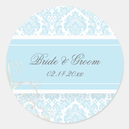 PixDezines moiré damask bruiloft stickers (Voorkant)