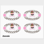 PixDezines monaco traliewerk+cupcake/DIY kleur Ovale Sticker (Vel)