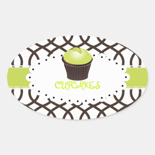 PixDezines monaco trellis+cupcake/DIY kleur Ovale Sticker (Voorkant)