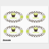 PixDezines monaco trellis+cupcake/DIY kleur Ovale Sticker (Vel)