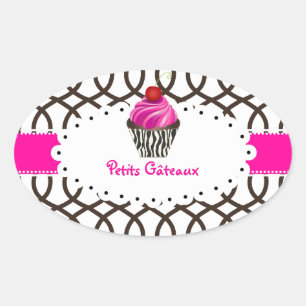 PixDezines monaco trellis+cupcake/DIY kleur Ovale Sticker