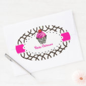 PixDezines monaco trellis+cupcake/DIY kleur Ovale Sticker (Envelop)