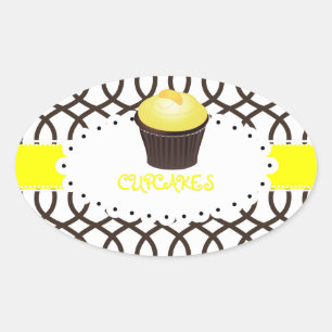 PixDezines monaco trellis+cupcake/DIY kleur Ovale Sticker