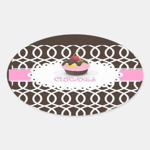PixDezines monaco trellis+cupcake/DIY kleur Ovale Sticker
