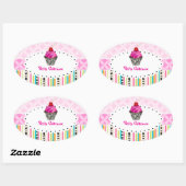 PixDezines monaco trellis+cupcake/DIY kleur Ovale Sticker (Vel)