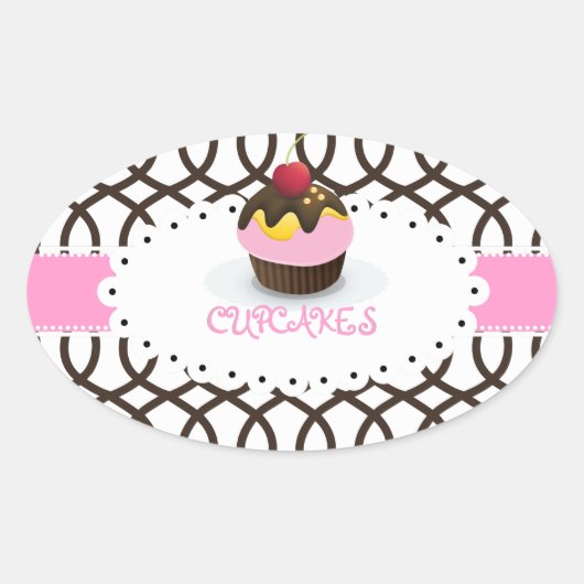 PixDezines monaco trellis+cupcake/DIY kleur Ovale Sticker (Voorkant)