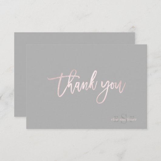 PixDezines Monogram Blush Hartelijk dank Bedankkaart (Voorkant / Achterkant)