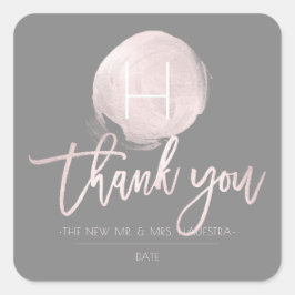 PixDezines Monogram Blush Roze Folie, dank u Vierkante Sticker