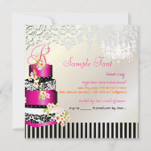 PixDezines monogram bridal, hete roze cake Kaart (Achterkant)