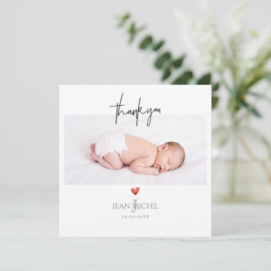 PixDezines Monogram Dank u + hart Kaart (Staand voorkant)