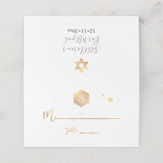 PixDezines Monogram Faux Goud Honingraat Mitzvah (Buitenkant ongevouwen)