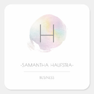 PixDezines Monogram Faux Holographic Vierkante Sticker