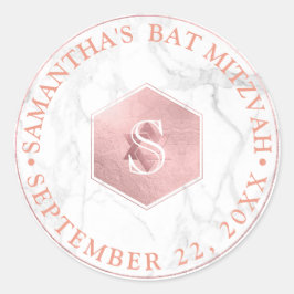 PixDezines Monogram Faux Roos Honingraat Mitzvah Ronde Sticker