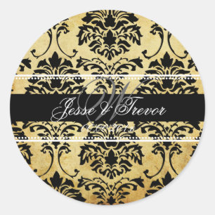 PixDezines  Monogram Florentius Damask Ronde Sticker