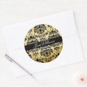 PixDezines  Monogram Florentius Damask Ronde Sticker (Envelop)