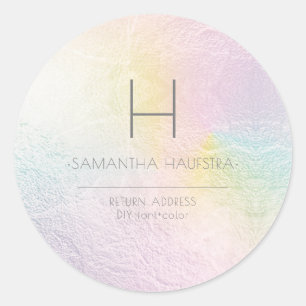 PixDezines Monogram Holografische Kleur Faux Folie Ronde Sticker