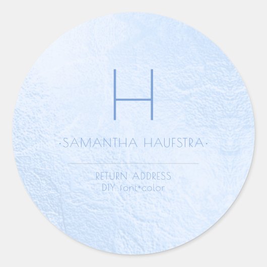 PixDezines Monogram Iridiscerende Blauwe Ronde Sticker (Voorkant)