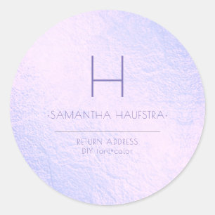 PixDezines Monogram Iriserende Lila+Lavendel Ronde Sticker