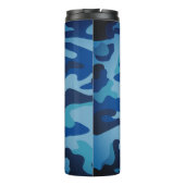 PixDezines Monogram Marine Blue Camouflage Thermosbeker (Achterkant)