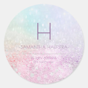 PixDezines Monogram Ombre Sneeuw Brokeh Ronde Sticker