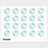 PixDezines Monogram Platinum+Aqua Ronde Sticker (Vel)