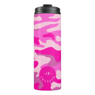 PixDezines Monogram Sassy Pink Camouflage Thermosbeker
