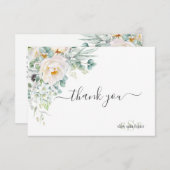 PixDezines Monogram Watercolor Pioenrozen Anemoon Bedankkaart (Voorkant / Achterkant)