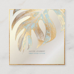 PixDezines MONSTERA, DUO TONE FAUX FOIL Vierkante Visitekaartje