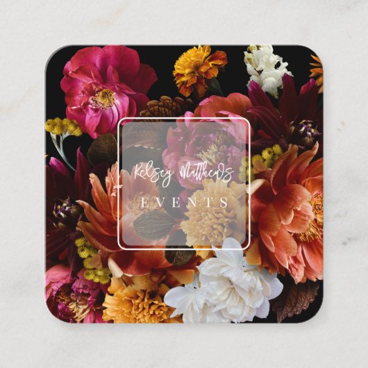 PixDezines Moody Botanical Flowers Ranunculus Vierkante Visitekaartje (Voorkant)