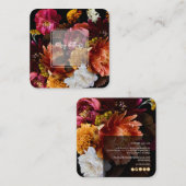 PixDezines Moody Botanical Flowers Ranunculus Vierkante Visitekaartje (Voorkant / Achterkant)