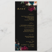 PixDezines Moody Botanical Teal Anemoon Burgundy Menu (Voorkant)