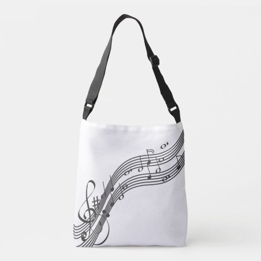 PixDezines Muzieknoten/DIY Achtergrondkleur Crossbody Tas (Achterkant)