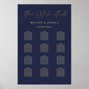 PixDezines Navy+Gold Calligrafie, Zitkast Poster