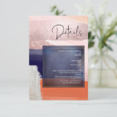 PixDezines Navy+Rose Goud Moderne Kunst Detailkaar RSVP Kaartje (Staand voorkant)