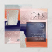 PixDezines Navy+Rose Goud Moderne Kunst Detailkaar RSVP Kaartje (Voorkant / Achterkant)