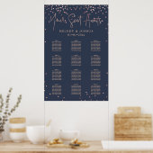 PixDezines Navy+Rose Goud Script, Zitplaats Grafie Poster (Keuken)