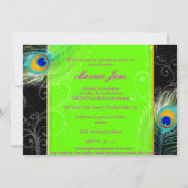 PixDezines Neon Green Peacock Afstuderen Kaart (Achterkant)